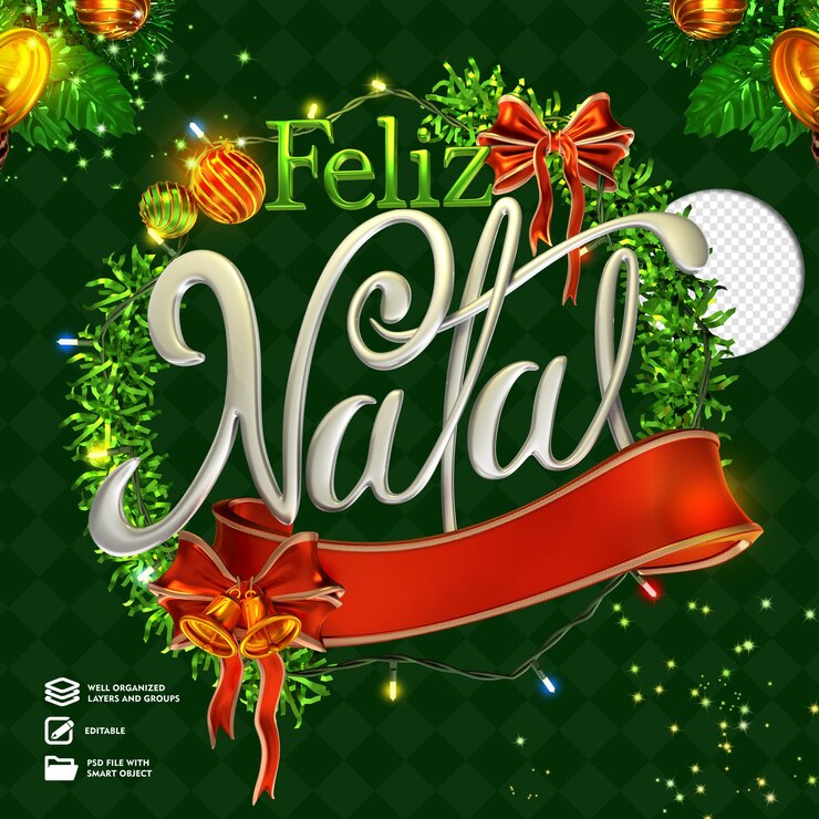 PSD corona de navidad realista coloreada con adornos