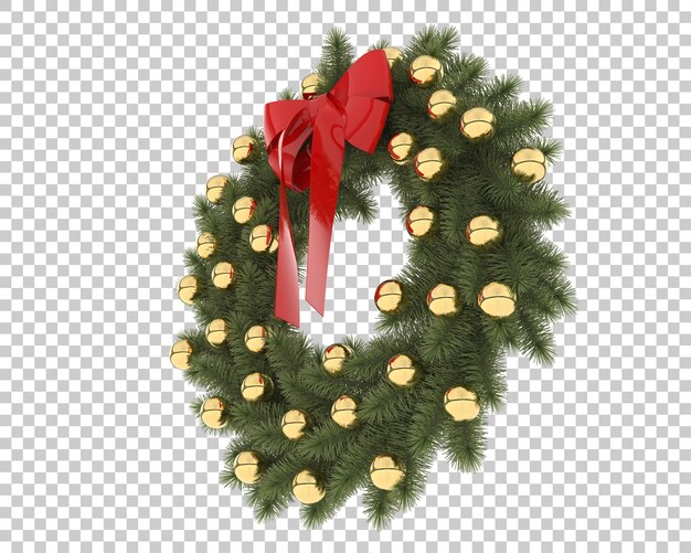 Corona de Navidad sobre fondo transparente. Representación 3d - ilustración