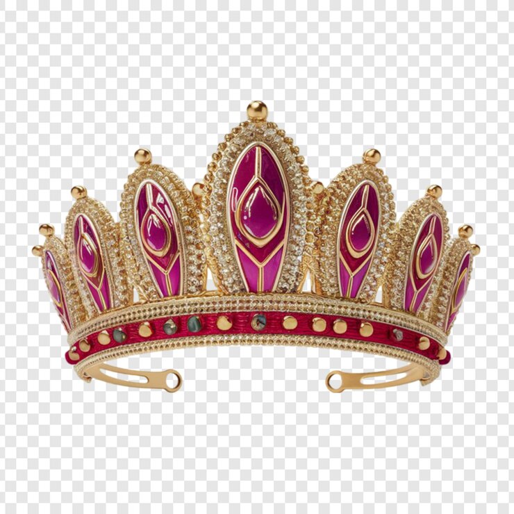 PSD una corona de oro con diamantes en un fondo transparente