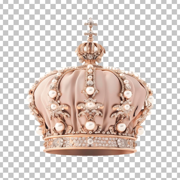 Una corona de oro con diamantes en un fondo transparente