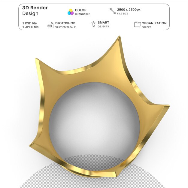 PSD la corona de oro de los reyes modelación 3d archivo psd corona de oro realista