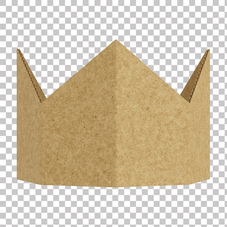 Corona de papel de cartón marrón 3D para el Día de los Niños y Juego Imaginativo con fondo transparente