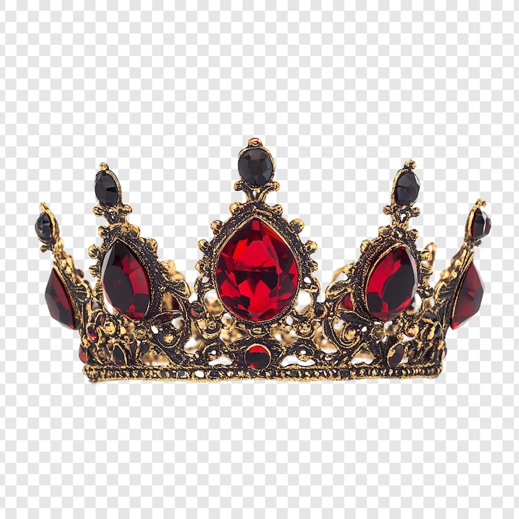 PSD corona real roja con acentos negros