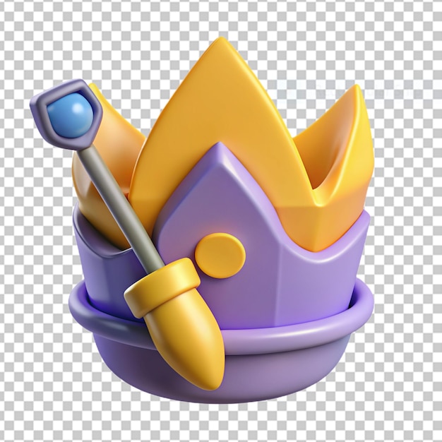PSD corona de rey dorado con icono de joya aislado renderizado en 3d