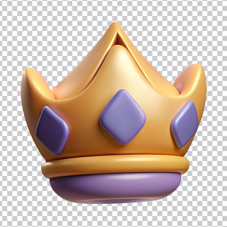 PSD corona de rey dorado con icono de joya aislado renderizado en 3d