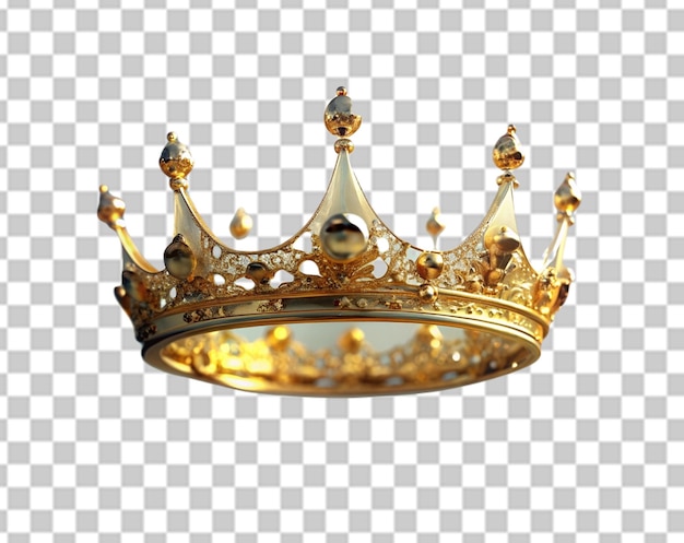 PSD corona de rey o reina dorada aislada sobre un fondo blanco