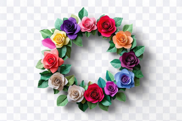 PSD corona de rosas de papel de colores
