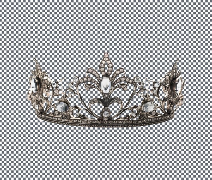 PSD corona de tiara de plata aislada sobre un fondo transparente