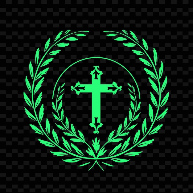 PSD una corona verde con una cruz en ella y una cruz en la parte superior