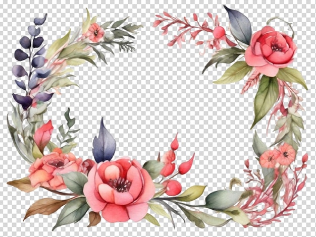 PSD coronas marcos florales flores acuarelas en png