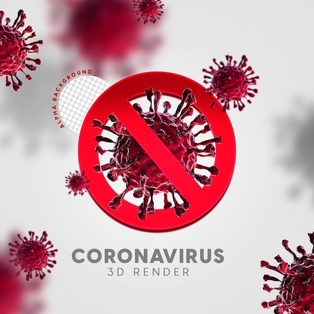 PSD coronavirus 3d isolé pour la composition