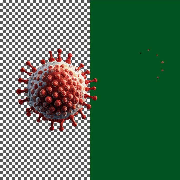PSD coronavirus 3d render sarscov2 virus con proteínas de pico prominentes en un fondo transparente png