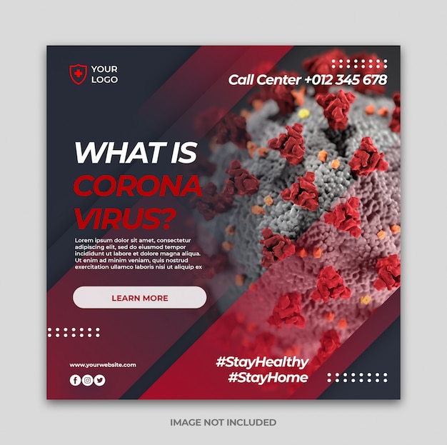 Coronavirus Avertissement Modèle De Publication De Bannière Instagram De Médias Sociaux Ou Flyer Carré