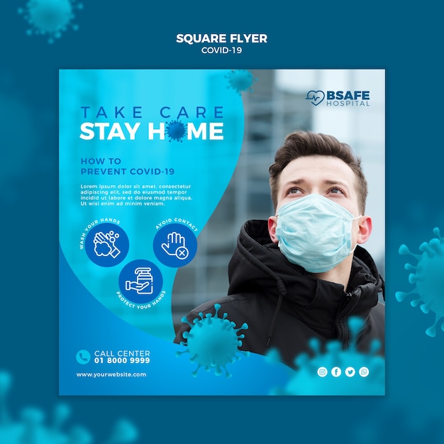 Coronavirus bleiben zu Hause Square Flyer