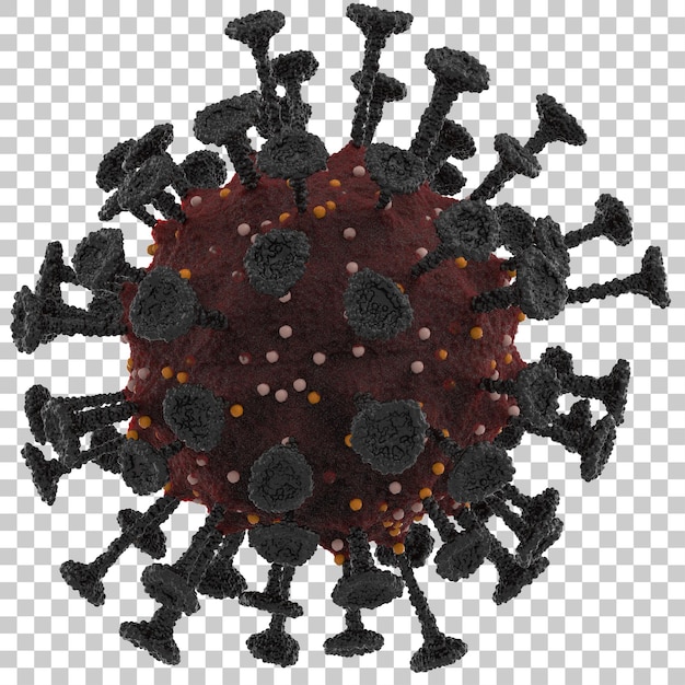 PSD coronavírus isolado na ilustração de renderização 3d de fundo transparente