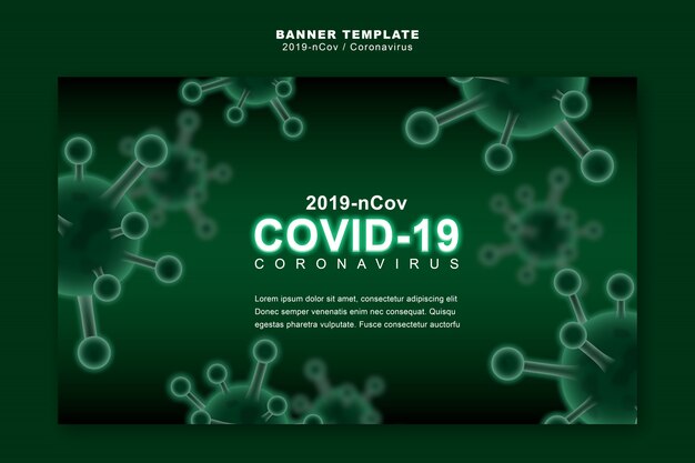 Coronavirus o covid-19 concept, plantilla de banner