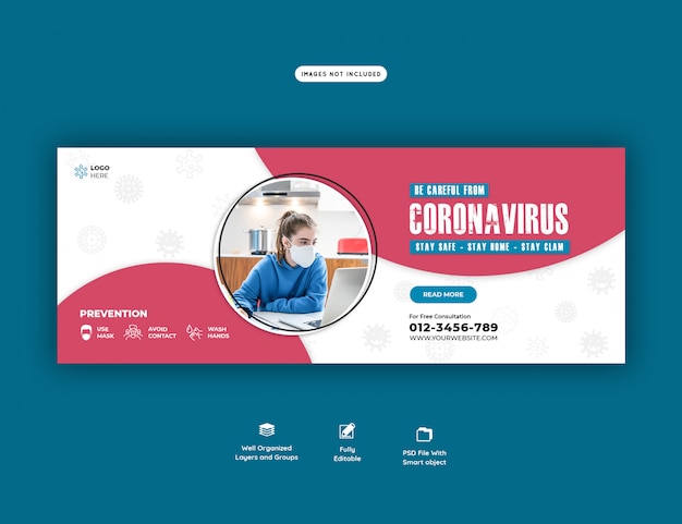 Coronavirus o plantilla de banner covid-19