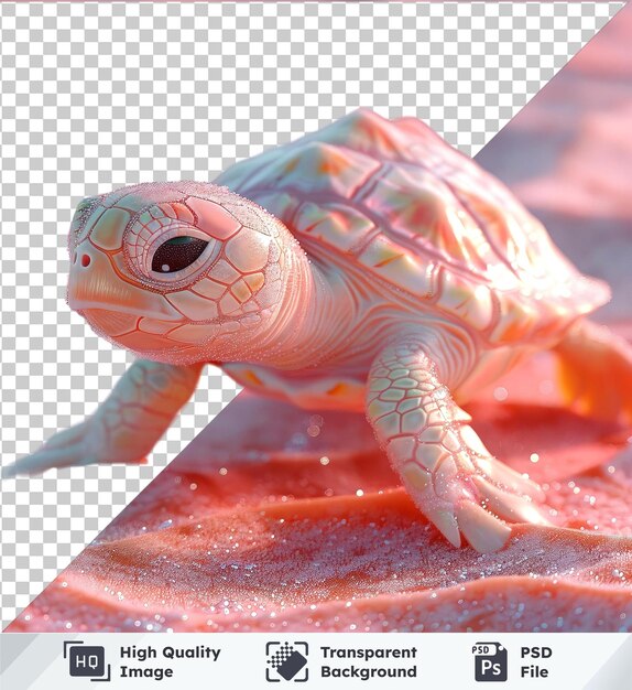 PSD corpo branco e rosa distintivo, olhos grandes e pretos, perna branca em tartaruga psd de alta qualidade em