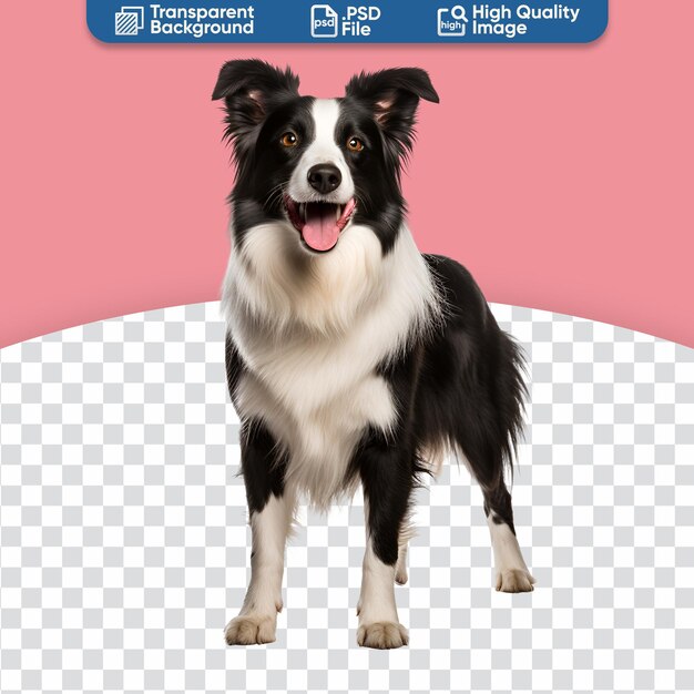 PSD corpo cheio de um cão border collie feliz a brincar