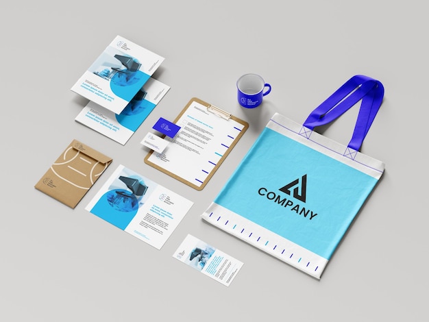 Corporate Branding-Mockup mit Schreibwarenelementen
