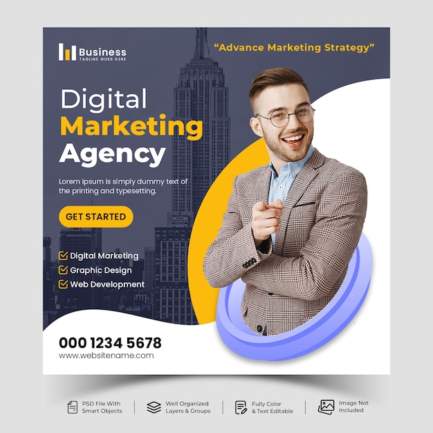 PSD corporate marketing agentur business social media post bannerwerbung squire flyer design