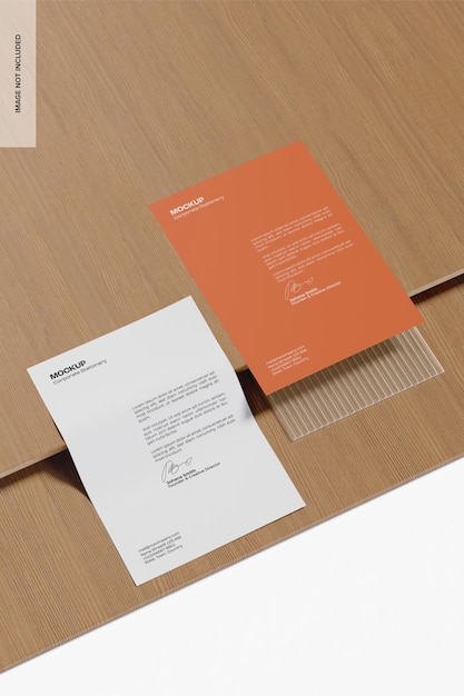 Corporate paper sheets mockup, perspektive