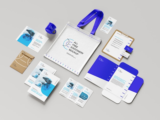 Corporate Stationery Mockup mit Tote Bag und Branding-Elementen
