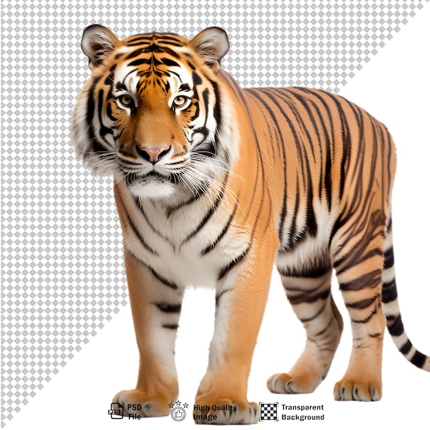 PSD le corps entier du tigre sur un fond transparent