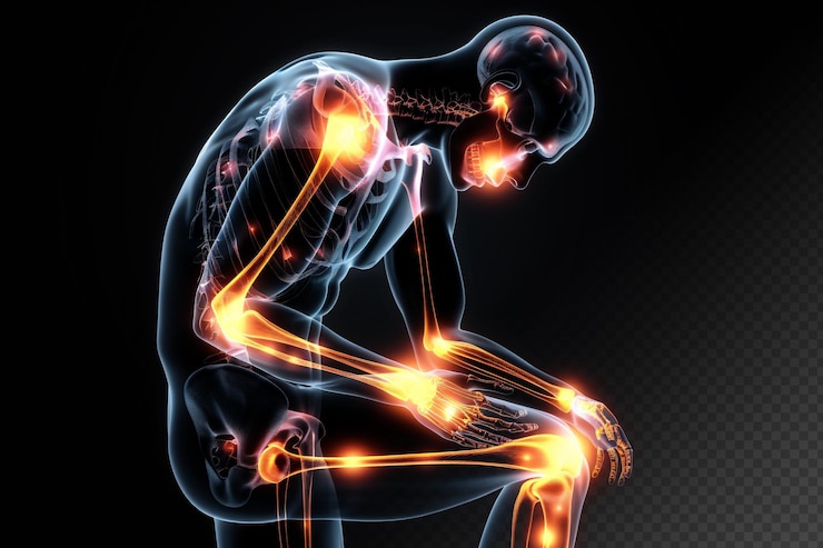 PSD le corps humain points de douleur articulaire diagramme de flux de l'arthrite squelette bleu