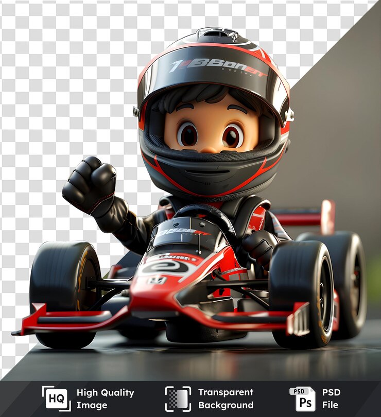 PSD corredor conduz gokart com fundo transparente
