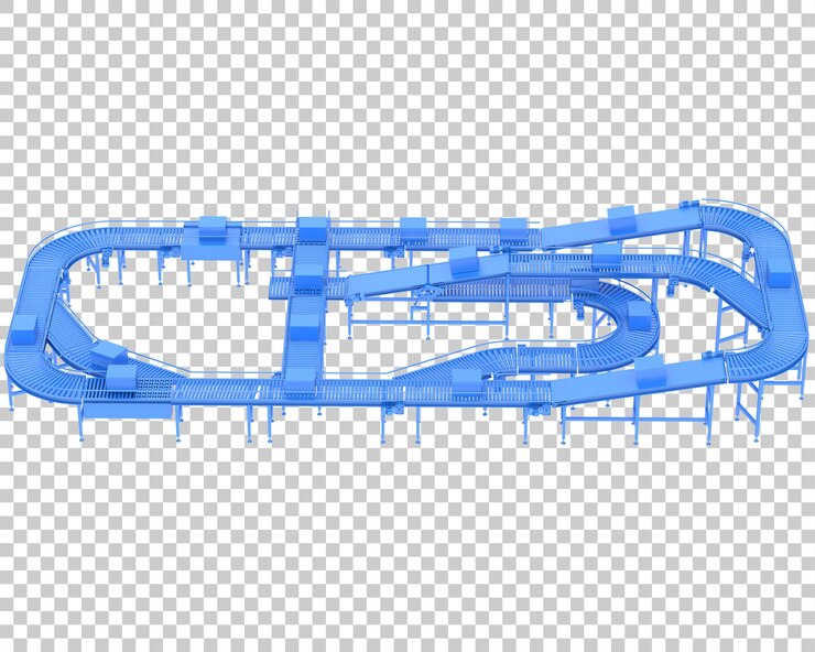 PSD correia transportadora isolada na ilustração de renderização 3d de fundo transparente