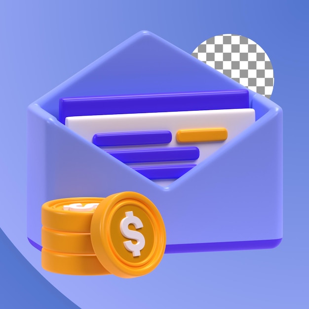 Correios financeiros em ilustração 3D