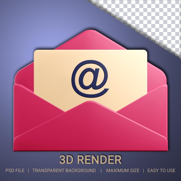 correo 3d con fondo transparente