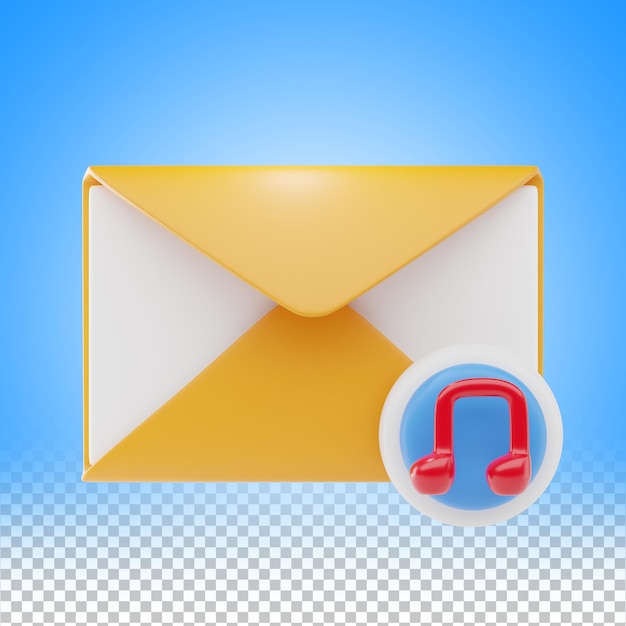 correo electrónico de audio 3D icono e ilustración