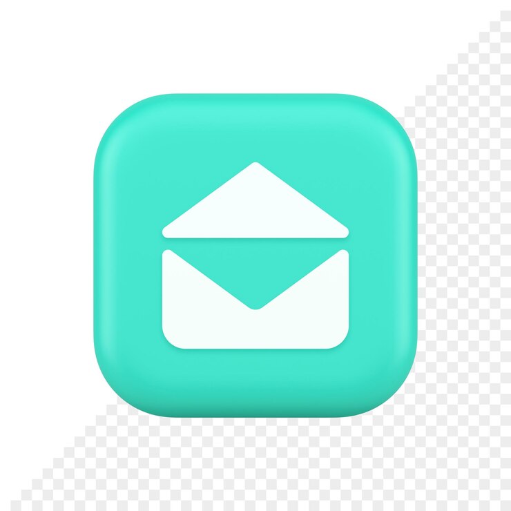 PSD correo electrónico carta de sobre abierto recibido botón de mensaje entrante icono realista 3d