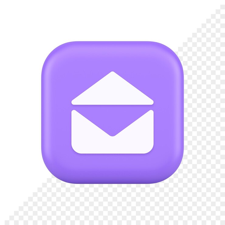 PSD correo electrónico carta de sobre abierto recibido botón de mensaje entrante icono realista 3d