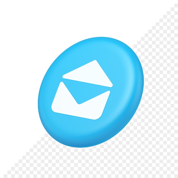 PSD correo electrónico carta de sobre abierto recibido botón de mensaje entrante icono realista isométrico 3d