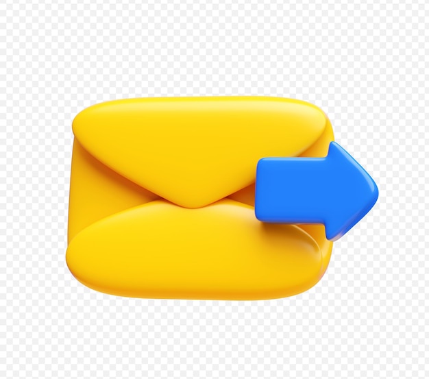 Correo electrónico con icono de flecha derecha ilustración 3D