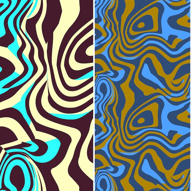 Corriente oceánica con silueta giratoria moviéndose en una palmada hipnótica Diseños vectoriales de patrones de la naturaleza