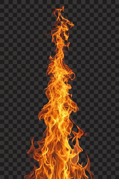 Corriente vertical de llamas intensas que se elevan con calor brillante Isolado Fondo transparente PNG
