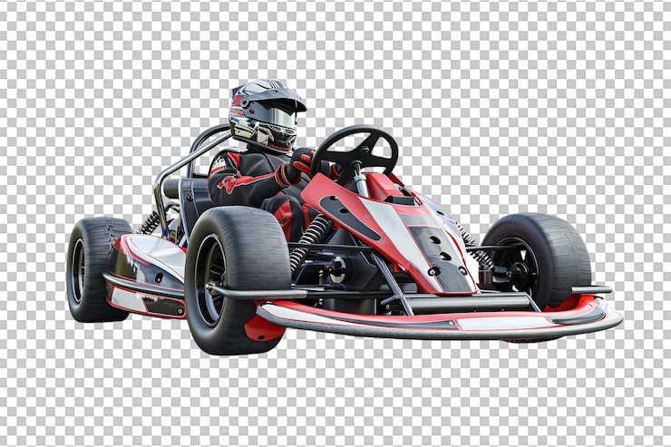PSD corse isolate di go kart su sfondo trasparente