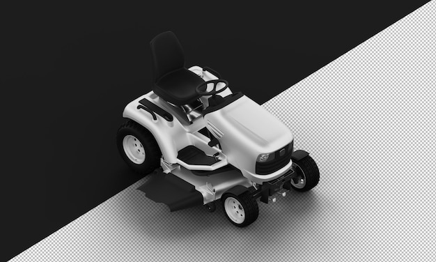 Cortacésped moderno mate de metal de titanio blanco aislado desde la vista frontal superior derecha