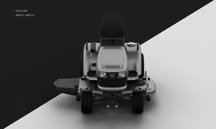 PSD cortacésped moderno mate de metal de titanio gris aislado desde la vista frontal superior