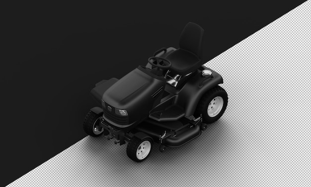 Cortacésped moderno mate de metal de titanio negro aislado desde la vista frontal superior izquierda