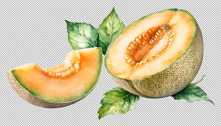 PSD cortada de cantalope con acuarela