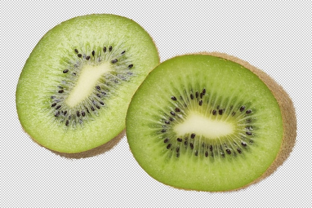 Cortada de fruta de kiwi de cerca Alimento fresco y saludable Color verde aislado