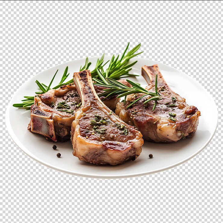 PSD cortadas de cordero a la parrilla en el plato