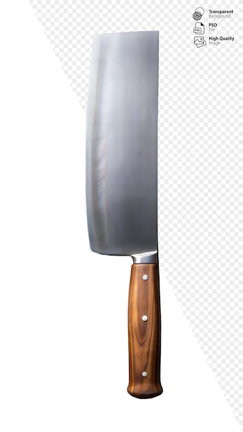 Cortador de cocina de alta calidad con mango de madera aislado sobre un fondo transparente