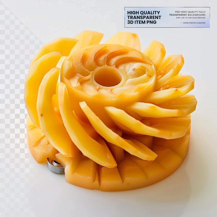 PSD cortador de patatas en espiral de color melocotón sobre un fondo transparente