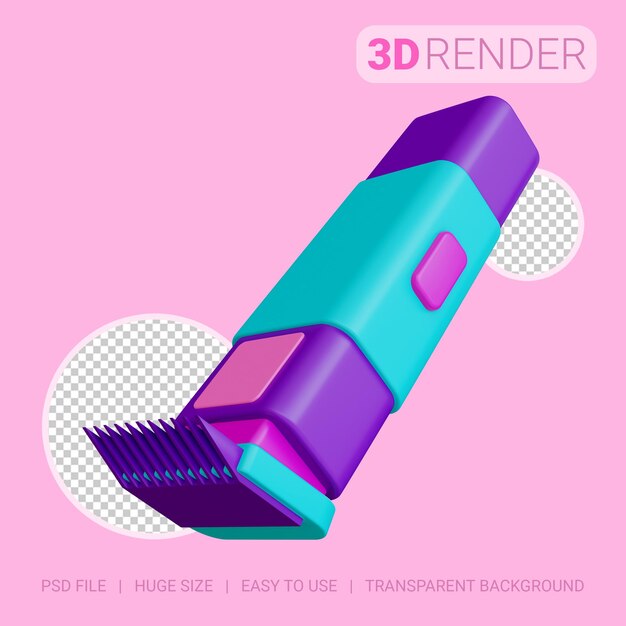 Cortapelos icono 3D con fondo transparente